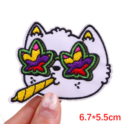 Patch amuzant de pisică, broderie de animale, plasture de călcat, bricolaj, pisica din desene animate, petice brodate pe haine, aplicație, cusut autocolant