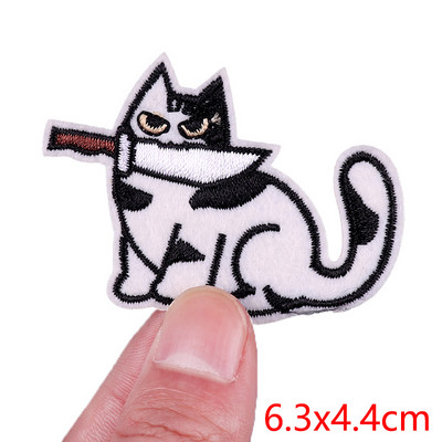 Patch amuzant de pisică, broderie de animale, plasture de călcat, bricolaj, pisica din desene animate, petice brodate pe haine, aplicație, cusut autocolant
