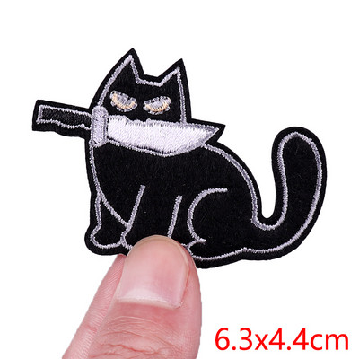 Patch amuzant de pisică, broderie de animale, plasture de călcat, bricolaj, pisica din desene animate, petice brodate pe haine, aplicație, cusut autocolant