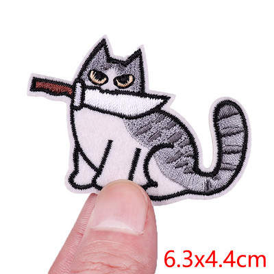Patch amuzant de pisică, broderie de animale, plasture de călcat, bricolaj, pisica din desene animate, petice brodate pe haine, aplicație, cusut autocolant