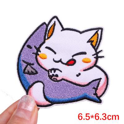 Patch amuzant de pisică, broderie de animale, plasture de călcat, bricolaj, pisica din desene animate, petice brodate pe haine, aplicație, cusut autocolant
