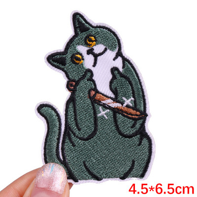 Patch amuzant de pisică, broderie de animale, plasture de călcat, bricolaj, pisica din desene animate, petice brodate pe haine, aplicație, cusut autocolant
