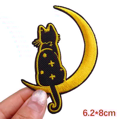 Patch amuzant de pisică, broderie de animale, plasture de călcat, bricolaj, pisica din desene animate, petice brodate pe haine, aplicație, cusut autocolant