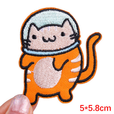 Patch amuzant de pisică, broderie de animale, plasture de călcat, bricolaj, pisica din desene animate, petice brodate pe haine, aplicație, cusut autocolant