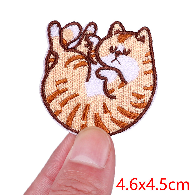 Patch amuzant de pisică, broderie de animale, plasture de călcat, bricolaj, pisica din desene animate, petice brodate pe haine, aplicație, cusut autocolant
