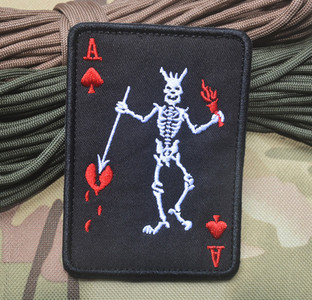 Death Card Poker Ace of Spades Patches Embroidery Tactical Patch For Clothing Bag Punk Military patches Badge