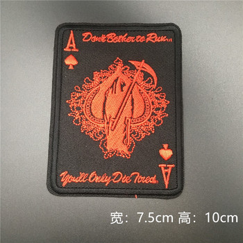 Death Card Poker Ace of Spades Patches Embroidery Tactical Patch For Clothing Bag Punk Military patches Badge