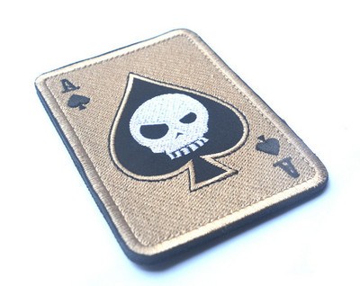 Death Card Poker Ace of Spades Patches Embroidery Tactical Patch For Clothing Bag Punk Military patches Badge
