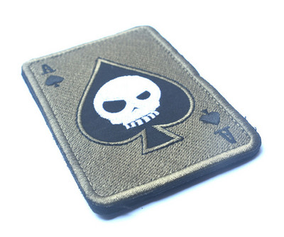 Death Card Poker Ace of Spades Patches Embroidery Tactical Patch For Clothing Bag Punk Military patches Badge