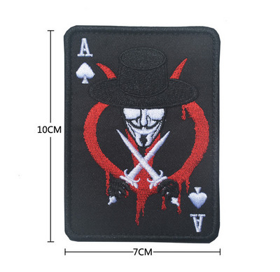 Death Card Poker Ace of Spades Patches Embroidery Tactical Patch For Clothing Bag Punk Military patches Badge