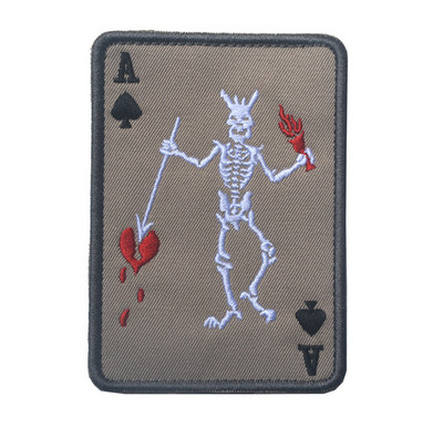 Death Card Poker Ace of Spades Patches Embroidery Tactical Patch For Clothing Bag Punk Military patches Badge