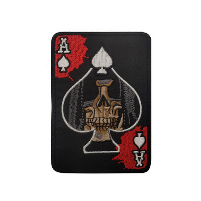 Death Card Poker Ace of Spades Patches Embroidery Tactical Patch For Clothing Bag Punk Military patches Badge