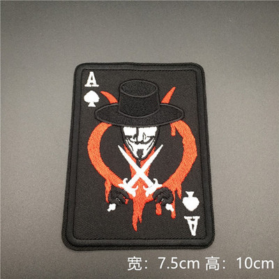 Death Card Poker Ace of Spades Patches Embroidery Tactical Patch For Clothing Bag Punk Military patches Badge