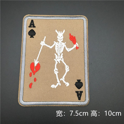 Death Card Poker Ace of Spades Patches Embroidery Tactical Patch For Clothing Bag Punk Military patches Badge