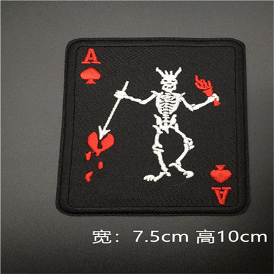 Death Card Poker Ace of Spades Patches Embroidery Tactical Patch For Clothing Bag Punk Military patches Badge
