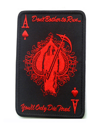 Death Card Poker Ace of Spades Patches Embroidery Tactical Patch For Clothing Bag Punk Military patches Badge