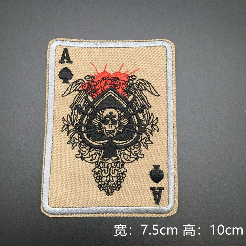 Death Card Poker Ace of Spades Patches Embroidery Tactical Patch For Clothing Bag Punk Military patches Badge