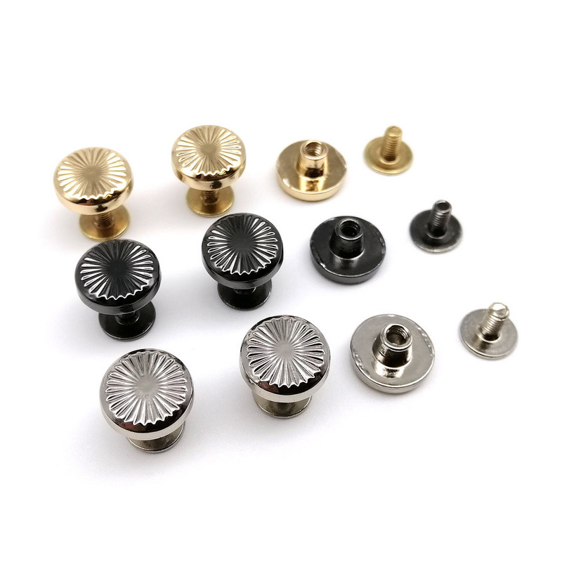 10 τμχ Floral Sun Pattern Στρογγυλή κεφαλή με βιδωτή πλάτη Chicago Βιδωτή πλάτη δέσιμο καρφιτσωμένο καρφί για δερμάτινη τσάντα ώμου λουράκι ζώνης σακίδιο