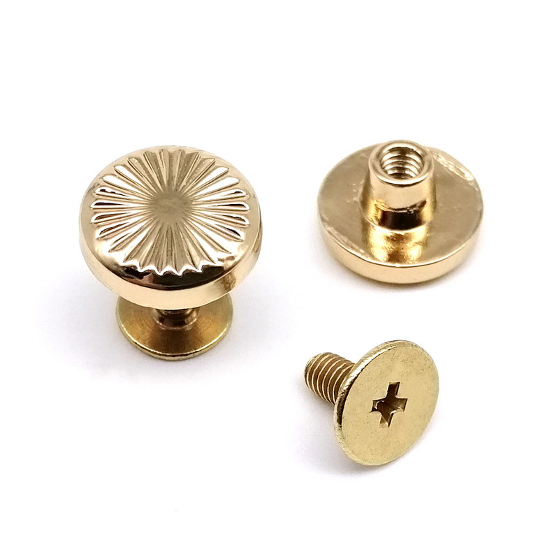 10 τμχ Floral Sun Pattern Στρογγυλή κεφαλή με βιδωτή πλάτη Chicago Βιδωτή πλάτη δέσιμο καρφιτσωμένο καρφί για δερμάτινη τσάντα ώμου λουράκι ζώνης σακίδιο