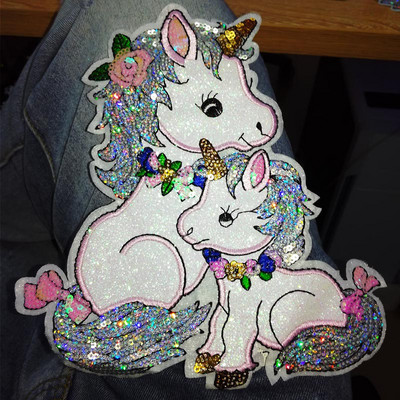 Unicorn Patch πούλιες Μπαλώματα σε ρούχα Ράψτε σε μπαλώματα για αυτοκόλλητα ρούχων Cartoon Unicorn Patches Fusible Patch for Clothes