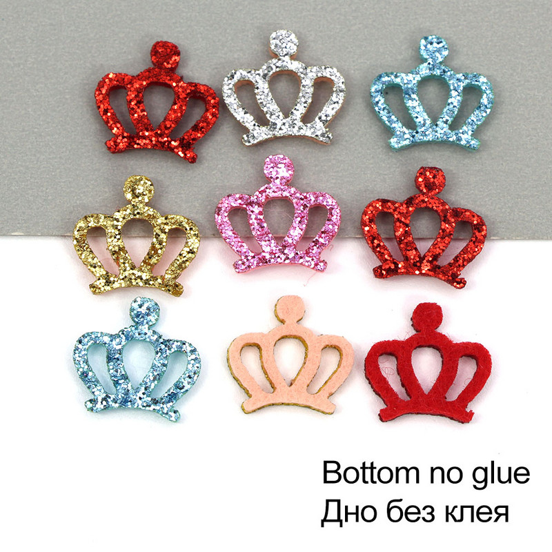 50Gb. Mirdzoši mazi kroņu ielāpi Filca paliktņi Aplikācijas ielāpi uz drēbēm Matu saspraudes bantes meitenēm Scrapbooking aksesuāri17x17MM