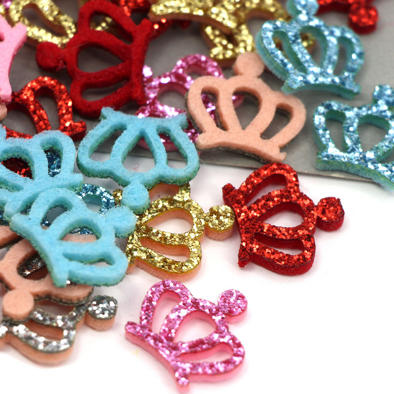 50Gb. Mirdzoši mazi kroņu ielāpi Filca paliktņi Aplikācijas ielāpi uz drēbēm Matu saspraudes bantes meitenēm Scrapbooking aksesuāri17x17MM