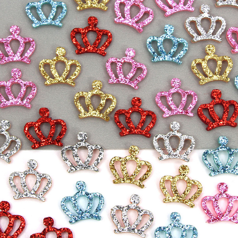 50Gb. Mirdzoši mazi kroņu ielāpi Filca paliktņi Aplikācijas ielāpi uz drēbēm Matu saspraudes bantes meitenēm Scrapbooking aksesuāri17x17MM