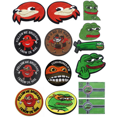 Ugandan Knuckles Patch Follow Me I Know De Wae Hook & Loop Applique Black Meme Badge