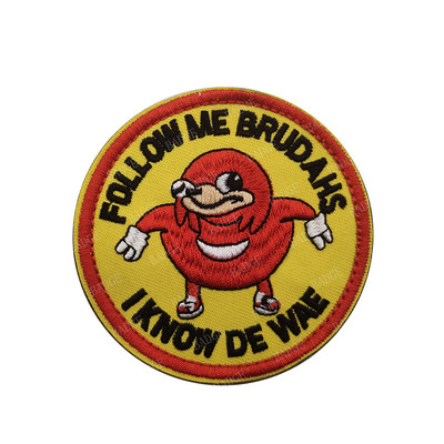 Ugandas Knuckles plāksteris Follow Me I Know De Wae Hook & Loop Applique Black Meme emblēma