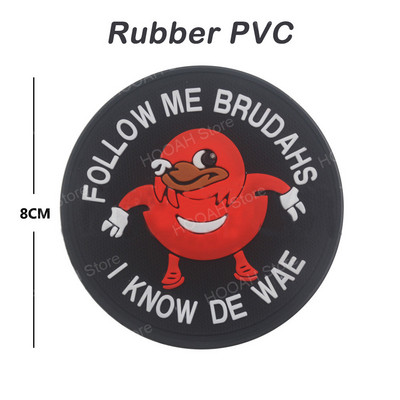 Ugandas Knuckles plāksteris Follow Me I Know De Wae Hook & Loop Applique Black Meme emblēma