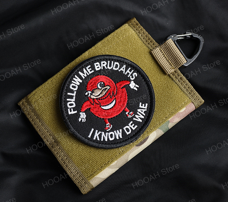 Ugandas Knuckles plāksteris Follow Me I Know De Wae Hook & Loop Applique Black Meme emblēma