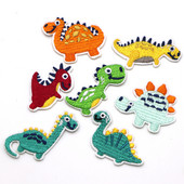 New Arrival 7Pc/Lot Mixed Colors Dinosaur Embroidered Patches Iron On Cartoon Colorful Patches For Clothing Motif Applique