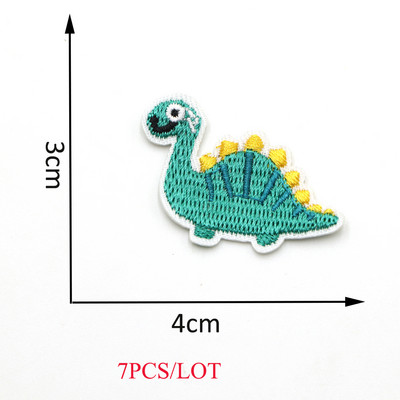 New Arrival 7Pc/Lot Mixed Colors Dinosaur Embroidered Patches Iron On Cartoon Colorful Patches For Clothing Motif Applique
