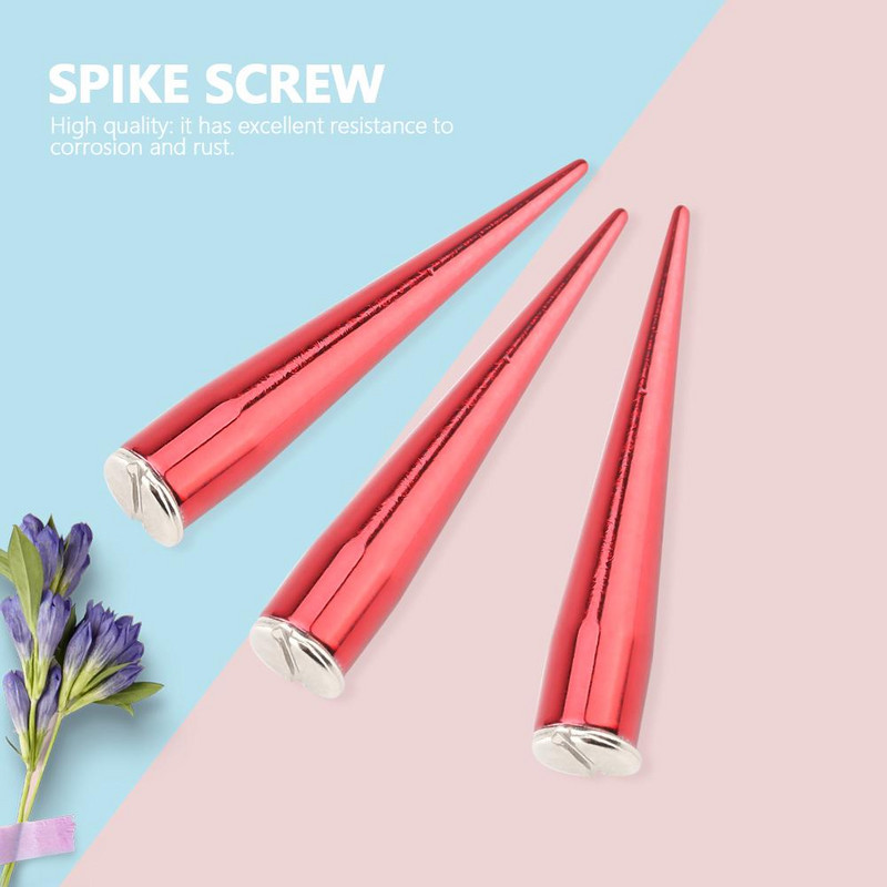 10 gab. Metāla smailes kniedes un kniedes, ieskrūvējamas atpakaļ, ādas amatniecības remonts, konusveida skrūvju kniedes Apģērbi DIY ādas amatniecībai