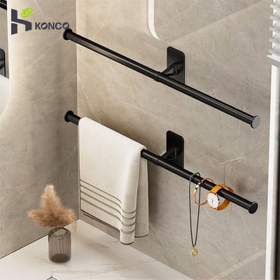 35/55cm Bathroom Towel Rack Self-adhesive Aluminum Towel Holder Hanging Towel Bar Wall Mounted Towel Shelf Bathroom Accessories