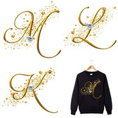 Kuldteemanttähestikud Täheplaastrid Triikraud rõivaste kleebistel Termoadhesiivsed kleebised riietel Sulanduv tekstiilplaaster