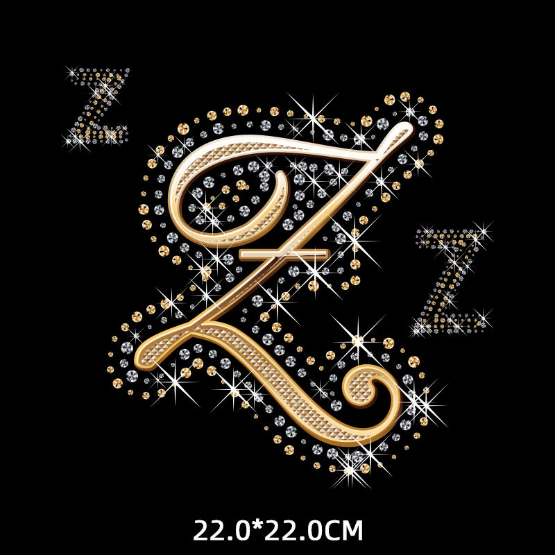 Kuldteemanttähestikud Täheplaastrid Triikraud rõivaste kleebistel Termoadhesiivsed kleebised riietel Sulanduv tekstiilplaaster