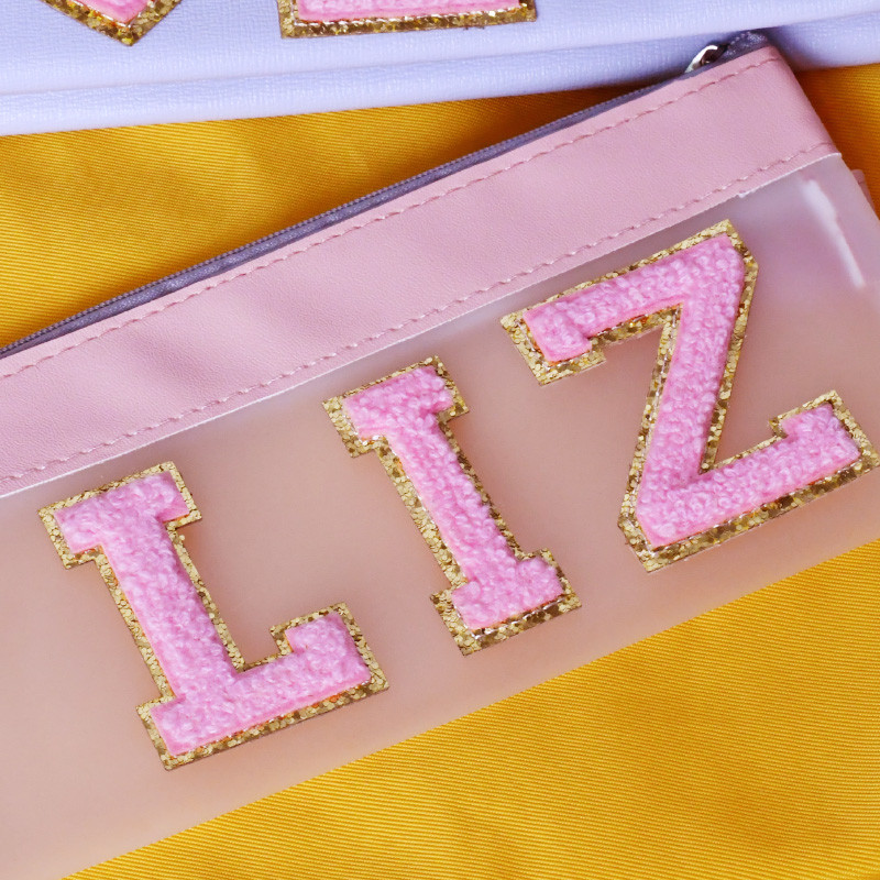 Αυτοκόλλητα επιστολόχαρτα 5,5 cm Κέντημα σενίλ πετσέτας για θήκη PVC DIY Προσαρμοσμένη φράση Craft Stick-on μπαλώματα