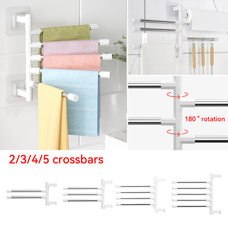 Vannas istabas dvieļu plaukts, grozāms dvieļu turētājs, alumīnija 2/3/4/5 bāru dvieļu pakaramais virtuves plaukts, papīrs, piekarināms pie sienas