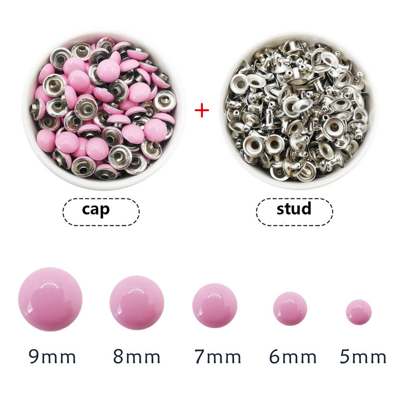 100 σετ Πριτσίνια με καπάκι θόλου 14 χρωμάτων Μεταλλικά καρφιά Στρογγυλό πριτσίνι για δερμάτινη τσάντα χειροτεχνίας Ζώνη ένδυσης Παπούτσια ενδύματα Μέρη γιακά