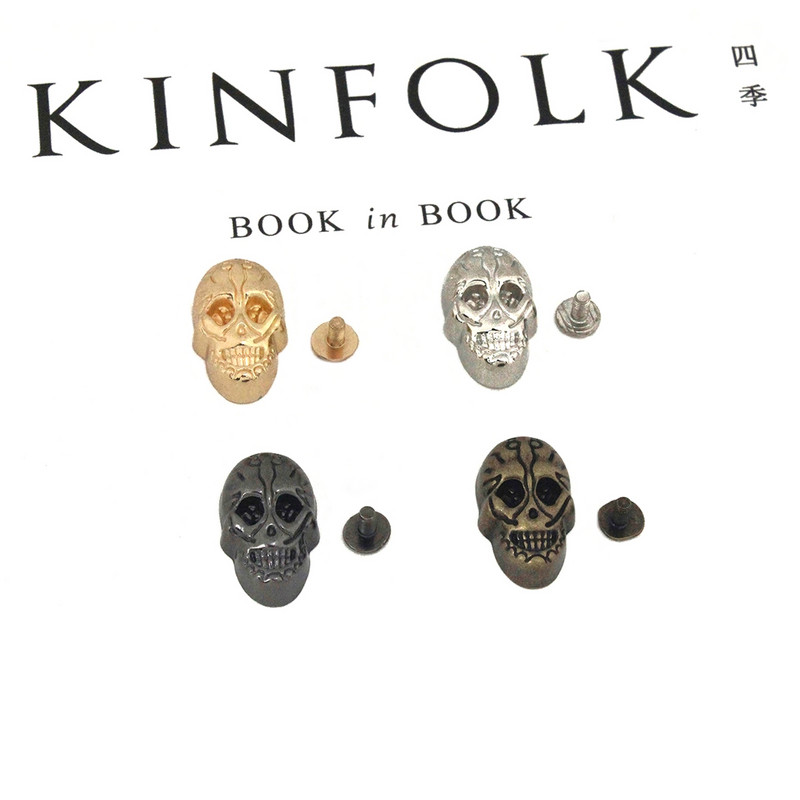 5gab Metāla Gothic Skull Ghost kniedes Screwback Conchos Punk Studs Ādas amatniecības soma jostas apģērba cepures apavi DIY dekoru aksesuāri