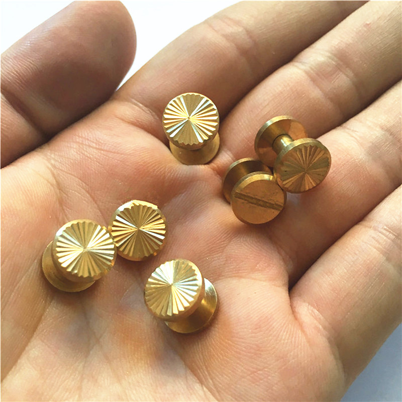 10 gab. 4mm-8mm misiņa saules ziedu jostas skrūvējamās bagāžas ādas metāla amatniecības cietās skrūvējamās naglas kniedes / soma / apavi / siksnas kniedes grāmatas skrūves