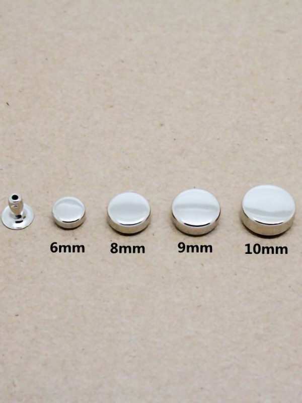 6-10 χιλιοστά Επίπεδο ασημένιο καρφί, βραχιόλι με κουμπιά σκακιού Στρογγυλό καπάκι για πορτοφόλι Δερμάτινη τσάντα χειροτεχνίας Καπέλο παπουτσιών Ρούχα Τζιν αξεσουάρ