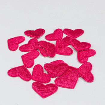20 τμχ/παρτίδα Κεντημένα ροζ μπαλώματα σε σχήμα καρδιάς Αυτοκόλλητα σιδερένια σε Small Love Heart Απλικές DIY από ύφασμα για βρεφικά ρούχα