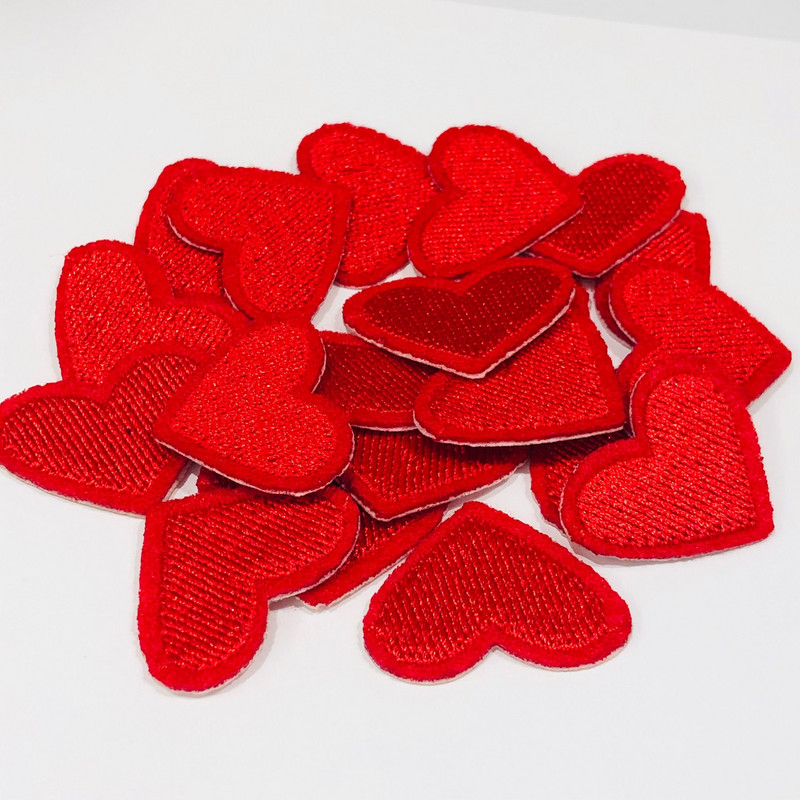 20 buc/lot de petice brodate roz în formă de inimă, autocolante cu inimă de dragoste mici, bricolaj, aplicații din țesătură pentru haine pentru fetițe