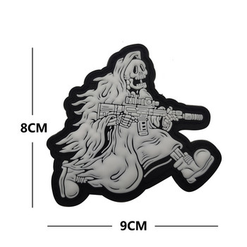Tactical Devil Reaper PVC Patches Glow in the Dark Rubber Reflective Military Badge