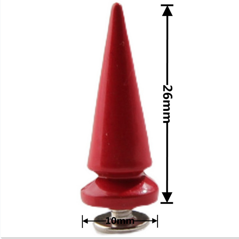 10 σετ 10*26mm Bullet Cone Πολύχρωμες καρφίτσες και καρφιά για ρούχα DIY Χειροποίητα Cool Punk Ravets για ένδυμα Δερμάτινα παπούτσια Craft Bag