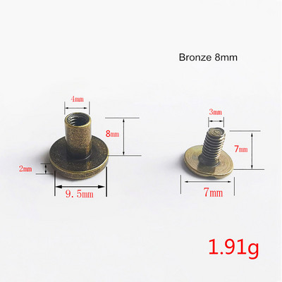 30Σετ Μεταλλικό Χάλκινο Βιβλίο Λογαριασμού Βιδωτές Πριτσίνια DIY Crafts Δερμάτινο προϊόν Τσάντα Πριτσίνια Monk Head Spikes Hardware Διακόσμηση πόρπες νυχιών