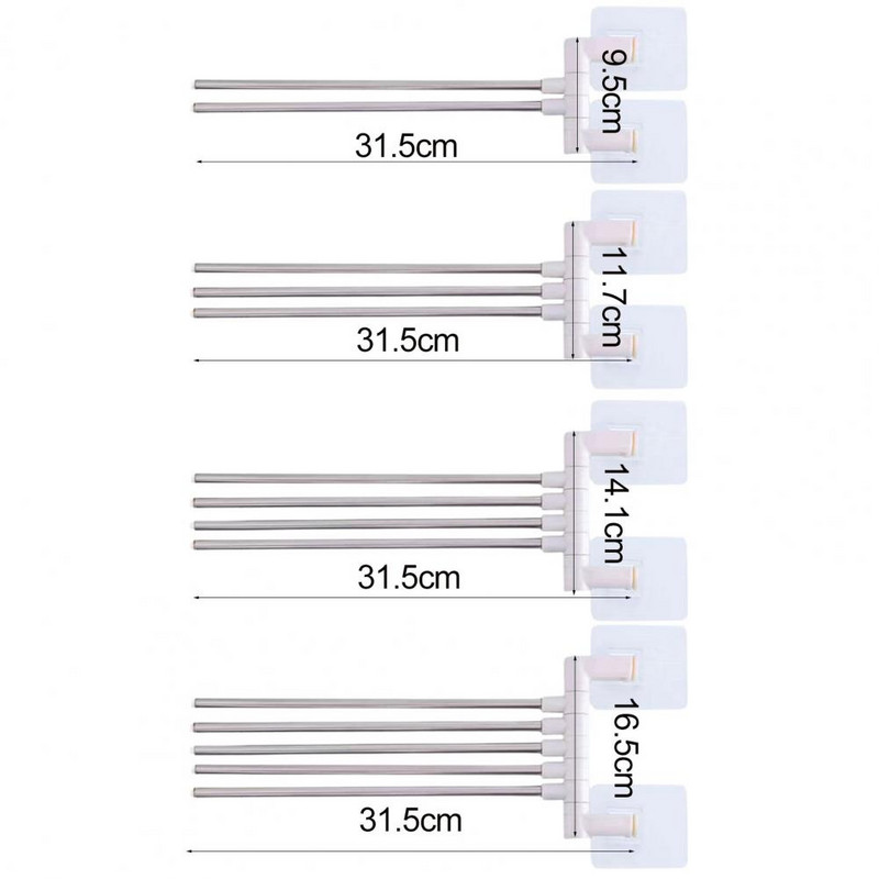 Dvieļu glabāšanas statīvs, 180 grādos pagriežams sienas stiprinājums, 2/3/4/5 roka, bez perforatora, grozāms dvieļu pakaramā turētāja statīvs Vannas istabas tualetes piederumi