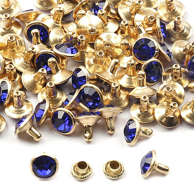 50 komplekti/iepakojumā 8 mm Rhinestone kniedes stikls kristāla dubultā vāciņš kniedēm nagu smaile DIY ādas izstrādājumu apavi Somas Dekora piederumi